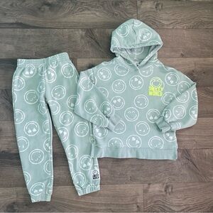 ZARA x Smiley World Kids 9/10 Happy Face Hoodie Pants Jogger Set